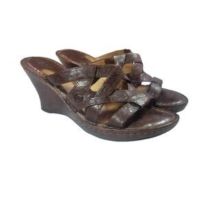 Born leather strappy comfort wedge sandal heels women's sz 10